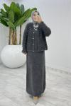 Antrasit Başak Triko Takım Tesettür Giyim