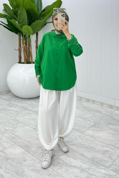 Beyaz Cepli Şalvar Tesettür Giyim