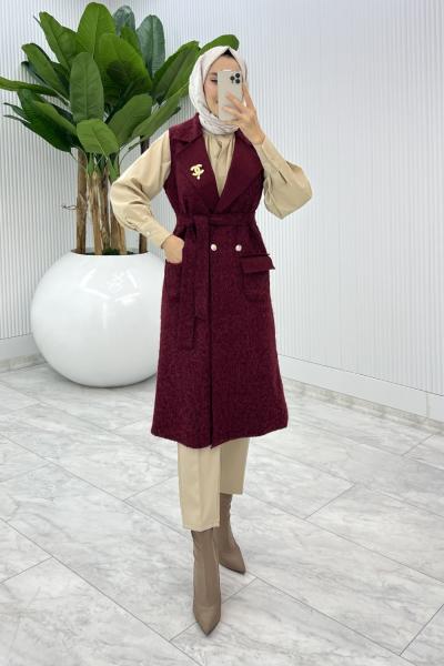 Bordo Fidan Channel Yelek Broş Hediyeli