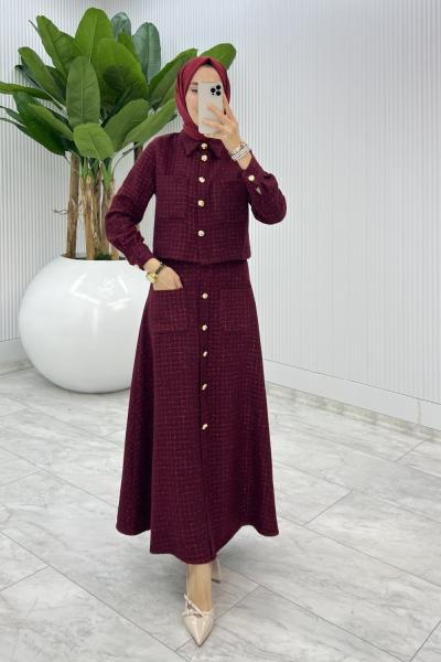 Bordo  Gönül Channel Etek Takım