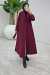 Bordo Premium Kaşe Kaban Tesettür Giyim