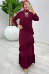 Bordo Premium Tijen Elbise Tesettür Giyim