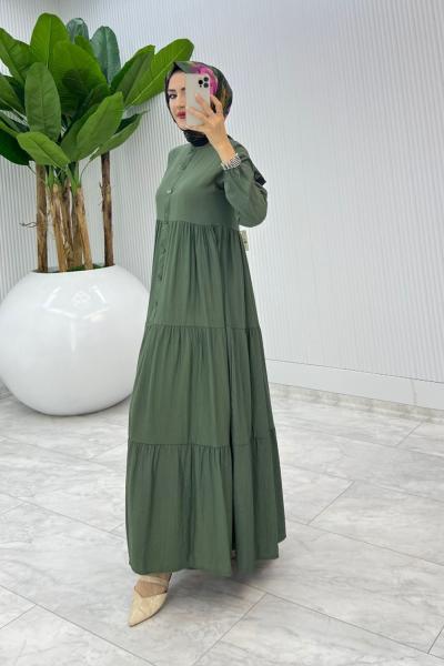 Haki Çilek Elbise Tesettür Giyim