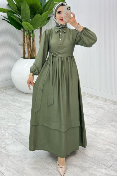 Haki Premium Öznur Elbise Tesettür Giyim