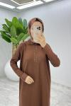 Kahve  Arzu Triko Elbise Tesettür Giyim