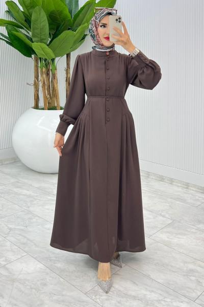 Kahve Premıum İstanbul Elbise Tesettür Giyim