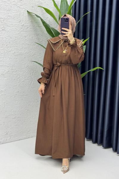 Kahve Sanem Elbise Tesettür Giyim