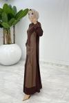 Kahverengi  Aysa Deri Cepli Elbise Tesettür Giyim