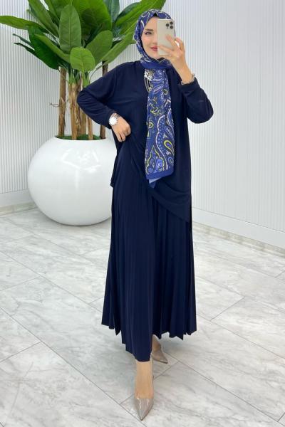 Lacivert Şermin Etek Takım Tesettür Giyim