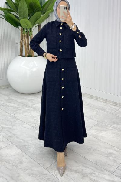 Lacivert  Gönül Channel Etek Takım