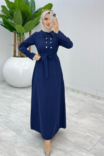 Lacivert Premıum Roma Elbise Tesettür Giyim