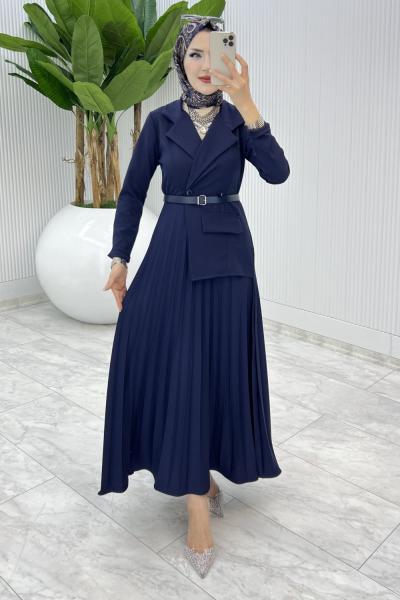 Lacivert Tasarım Tuana Elbise Tesettür Giyim