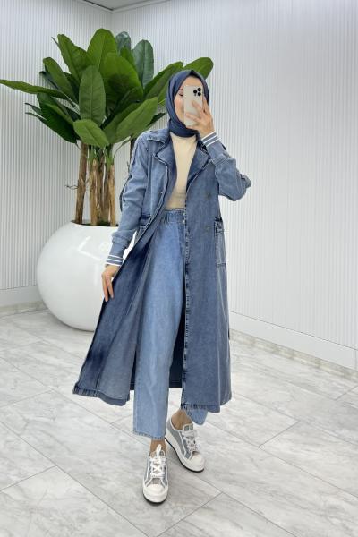 Mavi Premium Hançer Kot Kap Tesettür Giyim