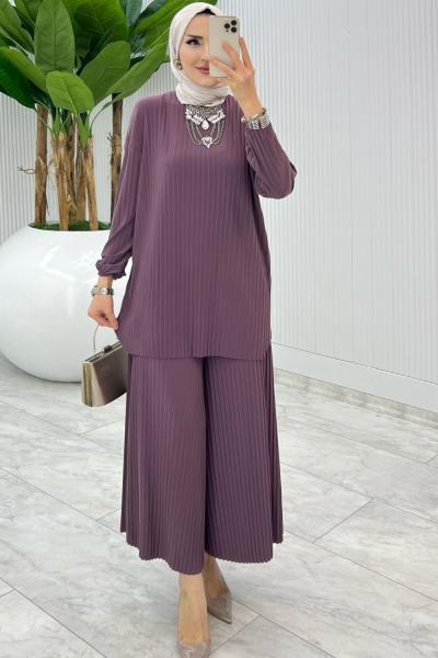 Mürdüm  Bilge Pantolon Takım Tesettür Giyim
