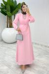 Pembe Premium Paris Elbise Tesettür Giyim