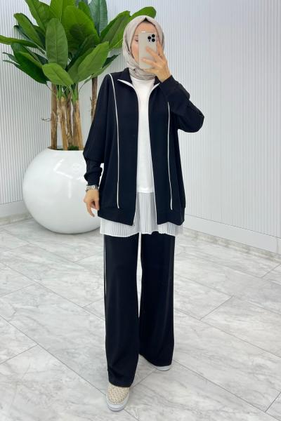 Siyah Oysho Havva Takım Tesettür Giyim