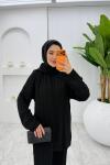 Siyah  Premıum Atkılı Triko Takım Tesettür Giyim