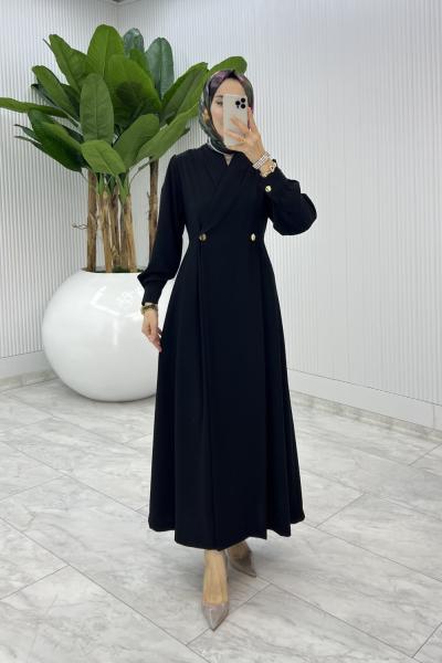 Siyah  Semra Ferace Elbise Tesettür Giyim