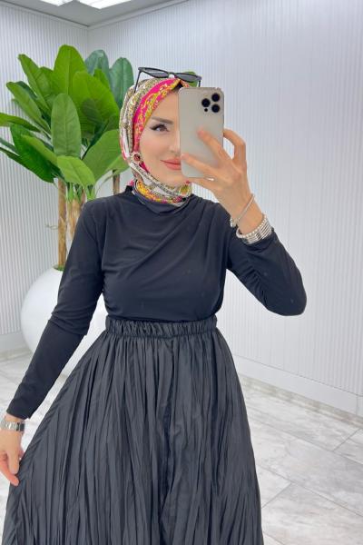 Siyah Tek Sadece Bluz Tesettür Giyim