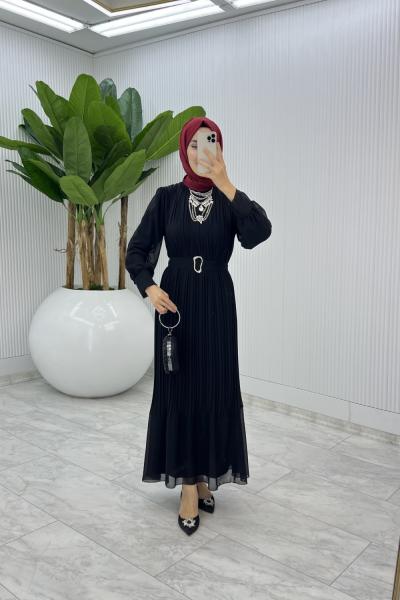 Siyah Uçuş Uçuş Elbise Tesettür Giyim