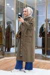 Çıtçıtlı Detaylı Parka Trençkot Haki