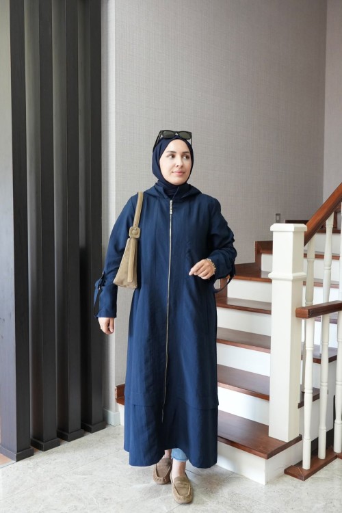 ELSE MEVSİMLİK TRENÇKOT LACİVERT