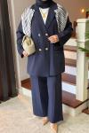 Gold Düğmeli Ceket Takım Lacivert