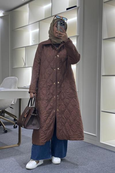 Kapitone Astarlı Mont Kahverengi