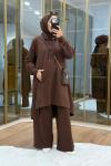 Önü Kısa Arkası Uzun İki İplik Takım Kahverengi