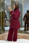 Pelerinli Gabardin Takım Bordo