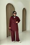 Scuba Ceketli Takım Bordo
