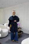 •Seyyar Pelerinli Trençkot• Lacivert
