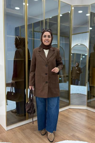 SÜET BLAZER CEKET Kahverengi