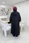 Uzun Kapüşonlu İkiiplik Takım Siyah