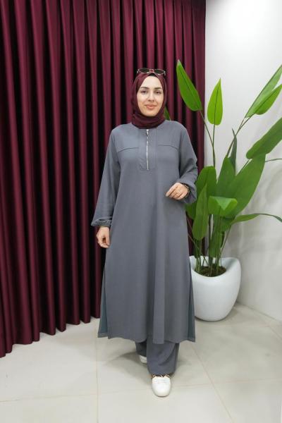 Yandan Yırtmaçlı Oysho Takım  Füme