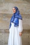 Zaya Desen Soft Pamuk Şal Lacivert