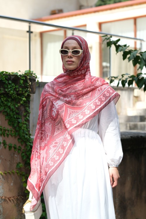 Zaya Desen Soft Pamuk Şal Bordo