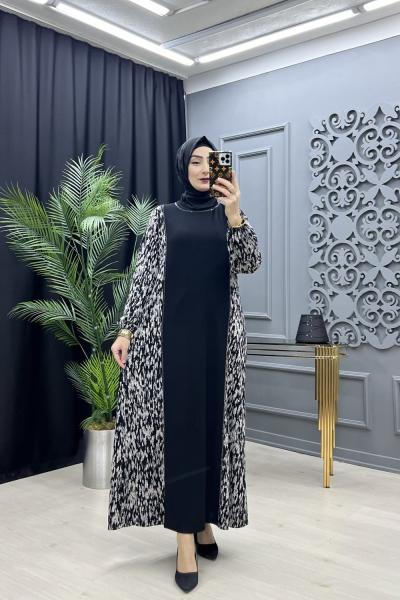 Nur elbise leopar Siyah Taş