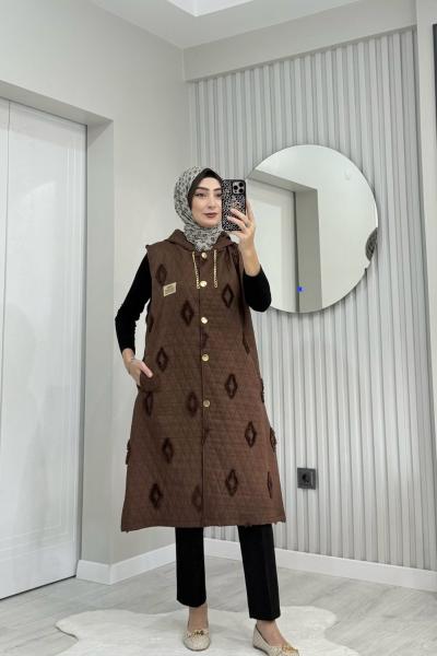 Zenay Kapitone Yelek  Acı Kahve