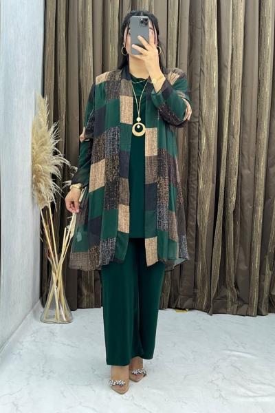 3297 Halime 3 Lü Takım Zümrüt