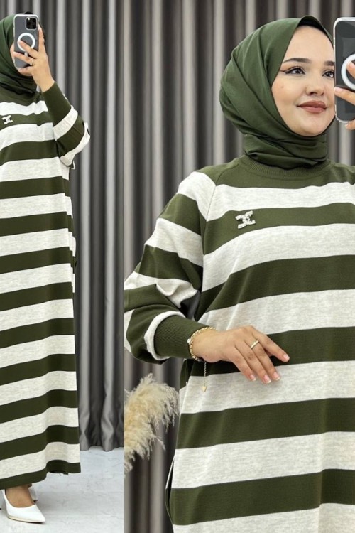 Elya Çizgili Elbise