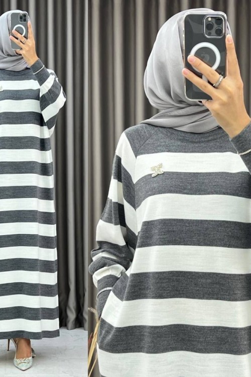 Elya Çizgili Elbise