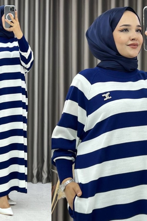 Elya Çizgili Elbise