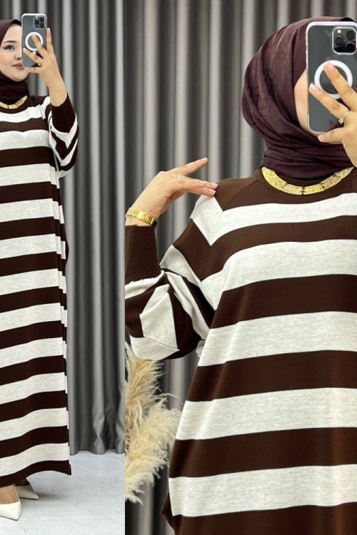 Elya Çizgili Elbise
