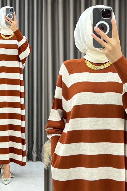 Elya Çizgili Elbise