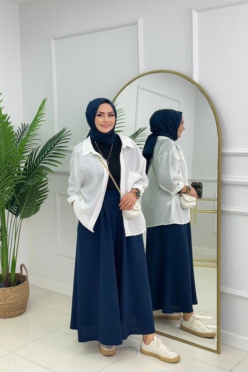 BAGGY ETEK PANTOLON - LACİVERT