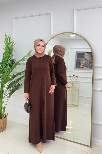 EYLÜL TRİKO ELBİSE-KAHVERENGİ