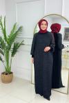 HAVVA MERSERİZE ELBİSE - SİYAH