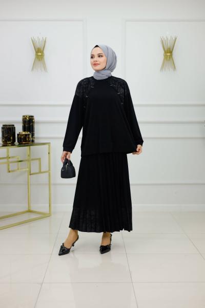 İMREN ETEKLİ TAKIM-SİYAH