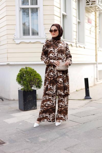 LEOPAR PANTOLON TAKIM-KAHVERENGİ